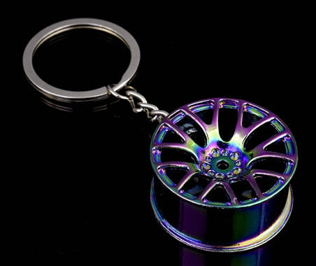 1pc Black RIM wheel keychain Car wheel Nos Turbo keychain key ring metal with Brake discs Wheel Hub Keyring Auto Accessories