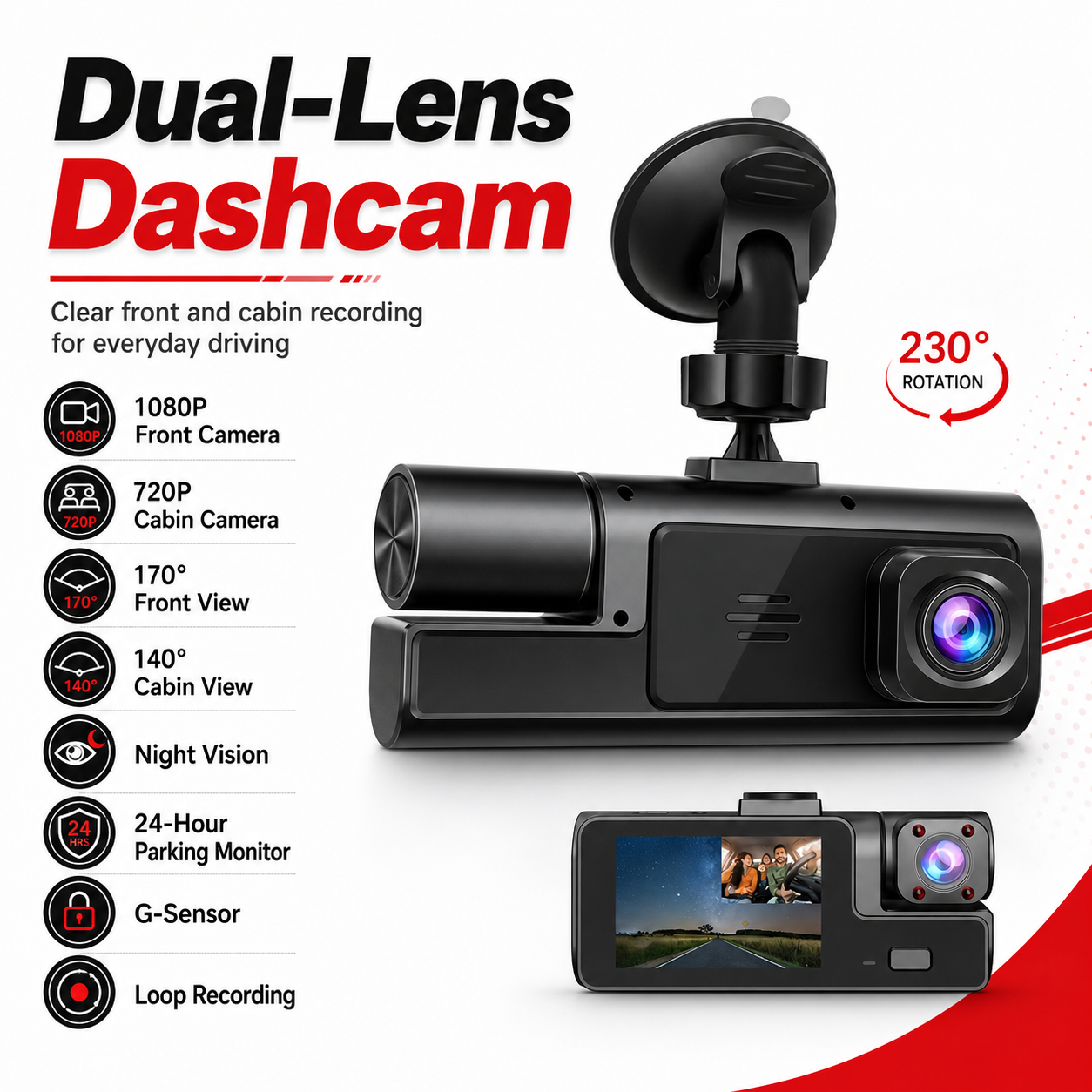 RoadGuard Dual-Lens Dashcam